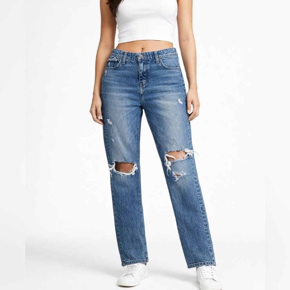 Lucky Brand Distressed Straight-Leg Jeans in Blue